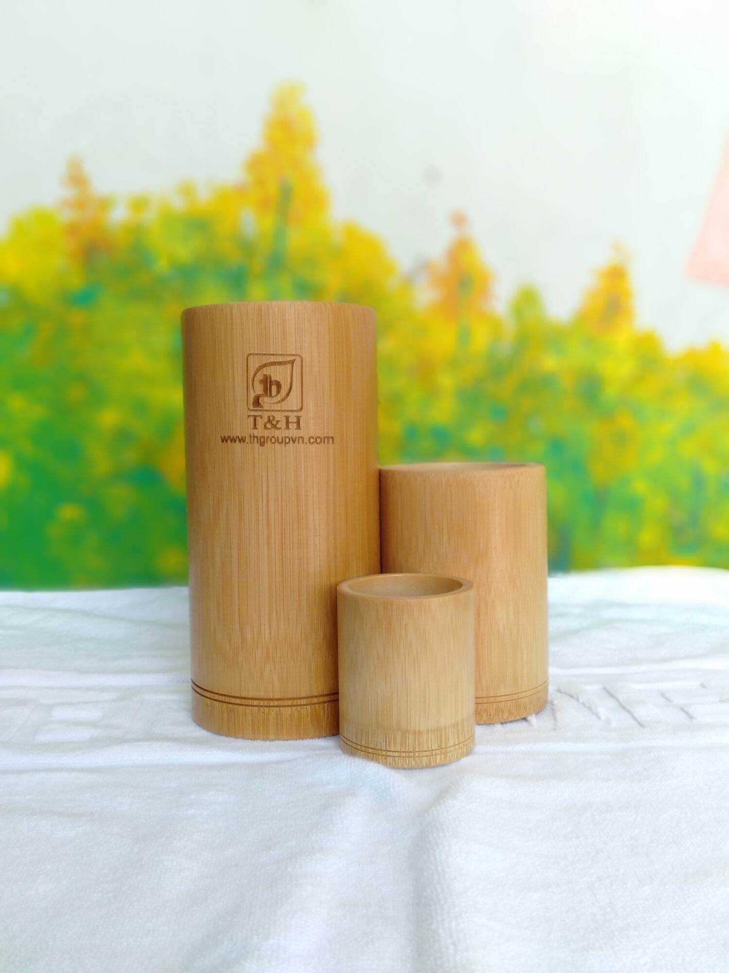 Bộ ống tre đựng đũa 3 chức năng - Đựng đũa, muỗng, tăm