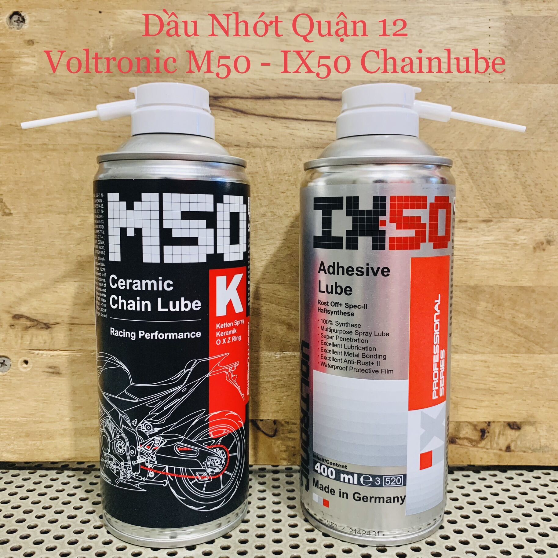 Dưỡng Sên - Bôi Trơn Xích Voltronic M50 - IX50 Adhesive Lube - Chain Lube Spray O X Z Ring 400ML - Made in Germany