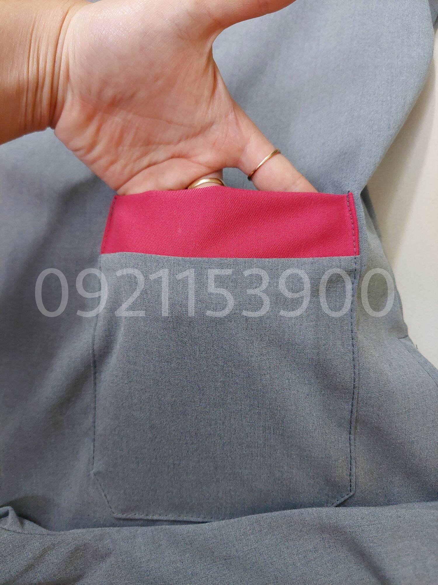 Đồng phục spa màu xám viền hồng