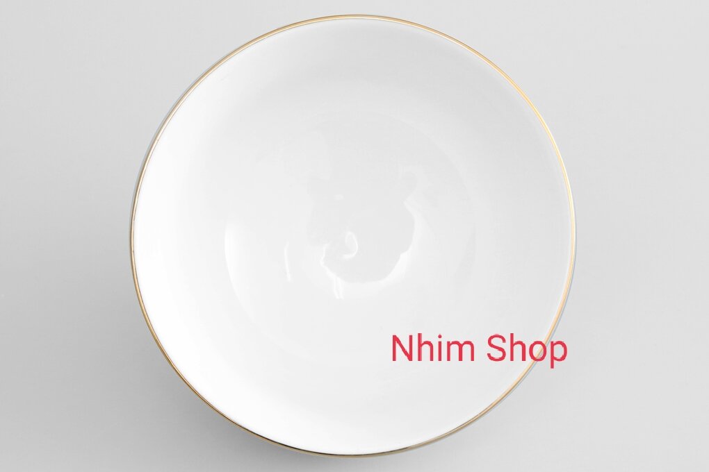 Combo 05 Chén cơm, bát cơm Minh Châu chỉ vàng gốm sứ trắng cao cấp, sang trọng