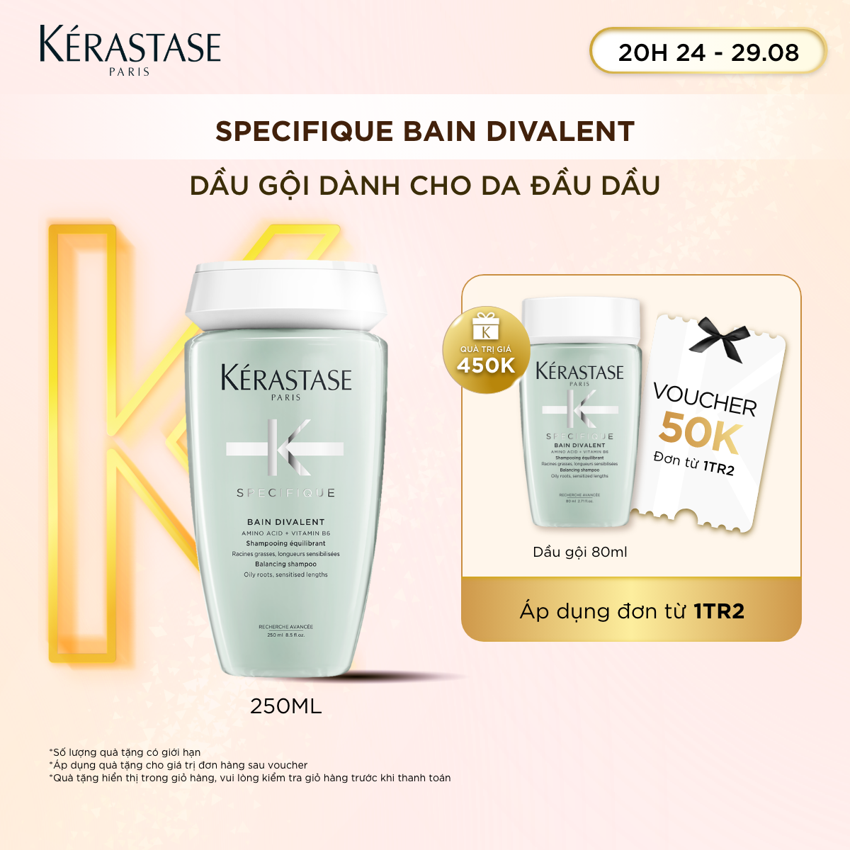 Dầu gội giảm tiết bã nhờn dành cho da đầu dư dầu Kérastase Bain Divalent 250ml