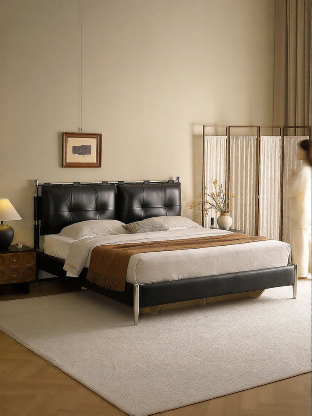 Luxurious Simple Design Genuine Leather Double Bed 1.8m Giá 23,830,000 Đồng*Miễn phí vận chuyển
