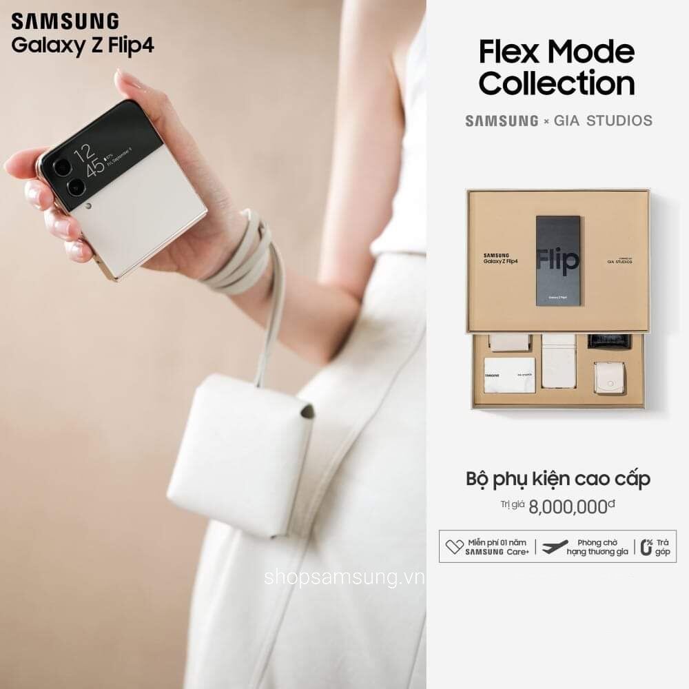 Điện thoại Samsung Galaxy Z Flip4 5G Flex Mode Collection ( Flip 4 GiaStudio ) - Hàng Chính Hãng - Bảo hành 12 Tháng