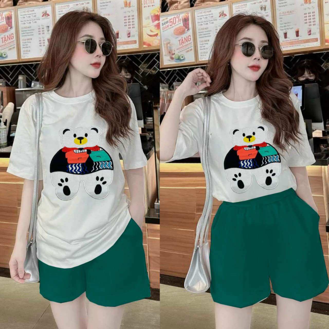 SÉT BỘ SHORT COTTON THÊU CAO CẤP