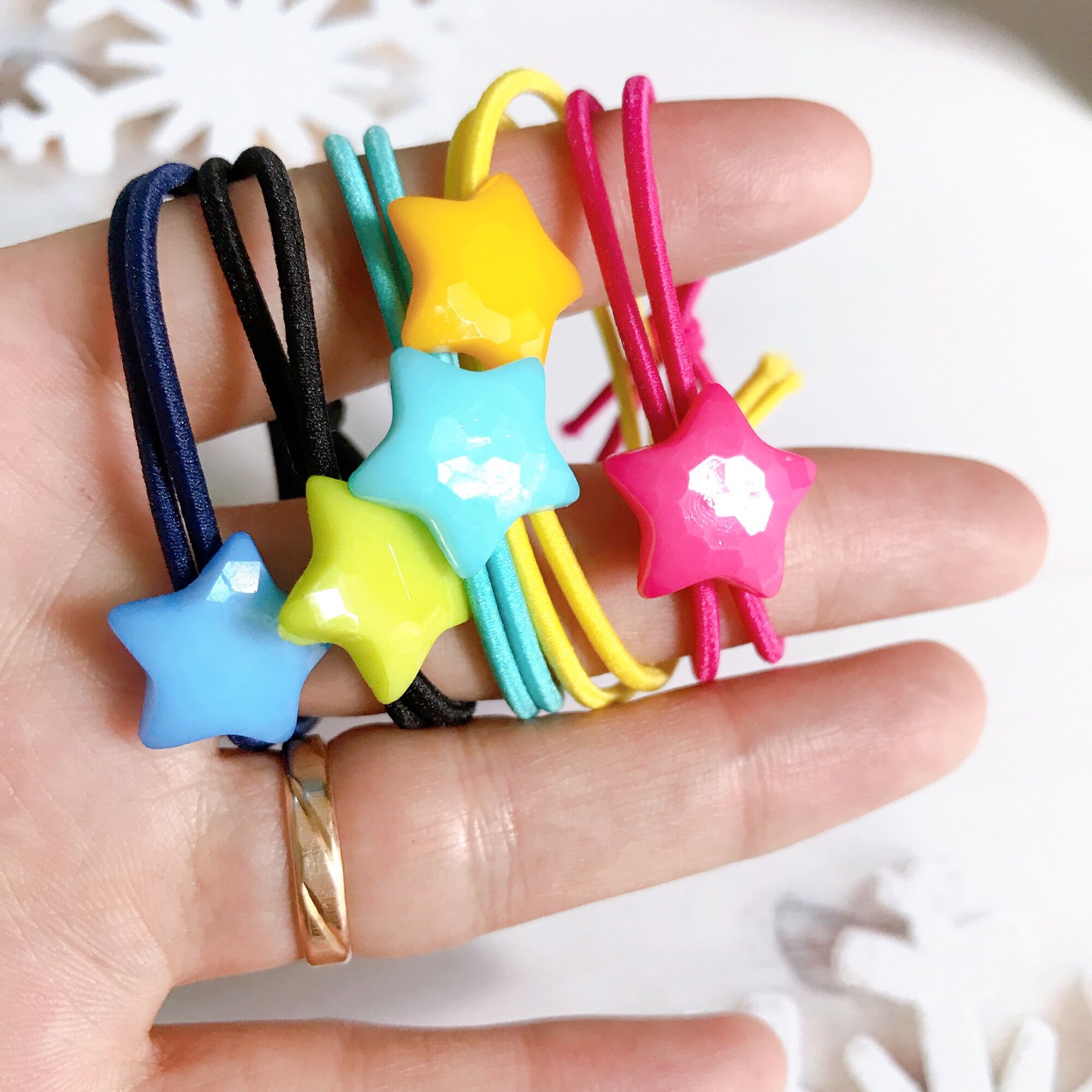 Combo 100 dây cột tóc Ngôi sao may mắn mix 5 màu Xưởng cột tóc Morish