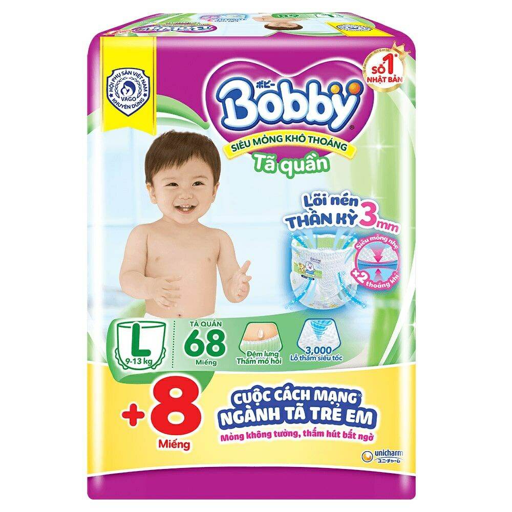 Tã bỉm quần Bobby L 104 miếng mẫu mới. Date 2026