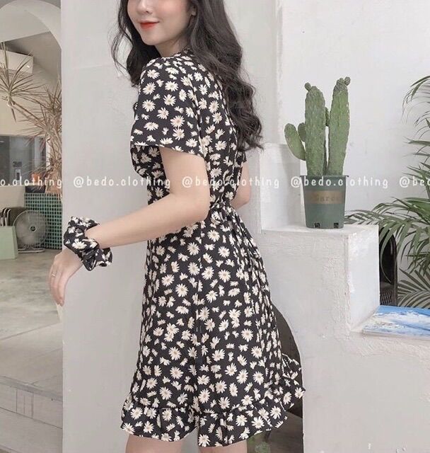 ĐẦM 2 DÂY HOA CÚC PHỐI REN ❄️( Có ảnh thật)