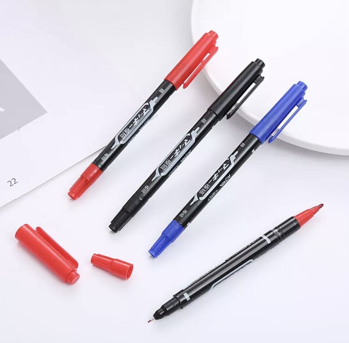 SET 10 Bút dạ dầu 2 đầu xanh đen đỏ, bút lông dầu không xóa được B15.