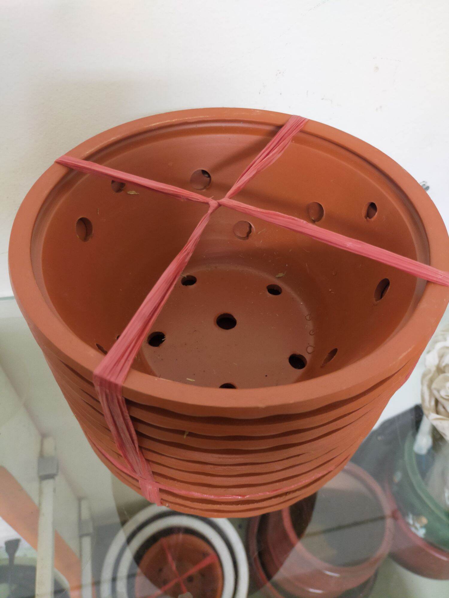 Combo chậu đất nung trồng lan cao cấp (10 chậu) dạng dây treo ( miệng rộng 23 cm, cao 10.5 cm)