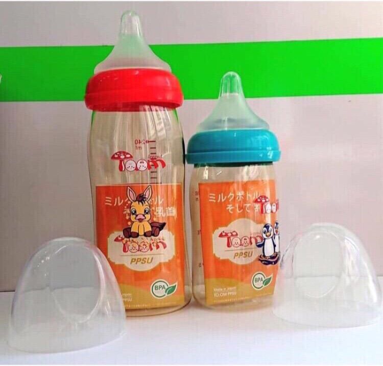 combo 2 bình sữa PPSU TOOM cổ rộng 160ml và 240ml (mỗi bình tặng kèm 1 núm thay thế)
