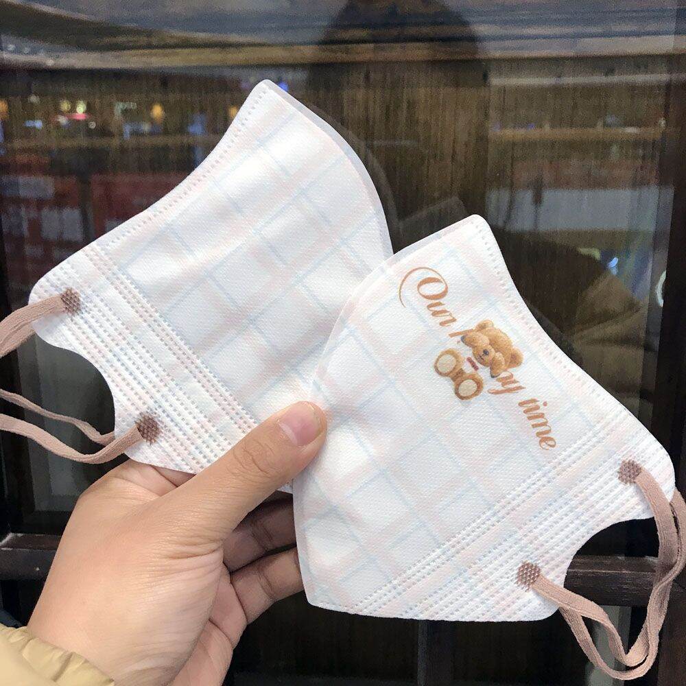 Combo 10/50 Chiếc Khẩu Trang 3D In Hình Hoạ Tiết Gấu Dễ Thương Size Người Lớn