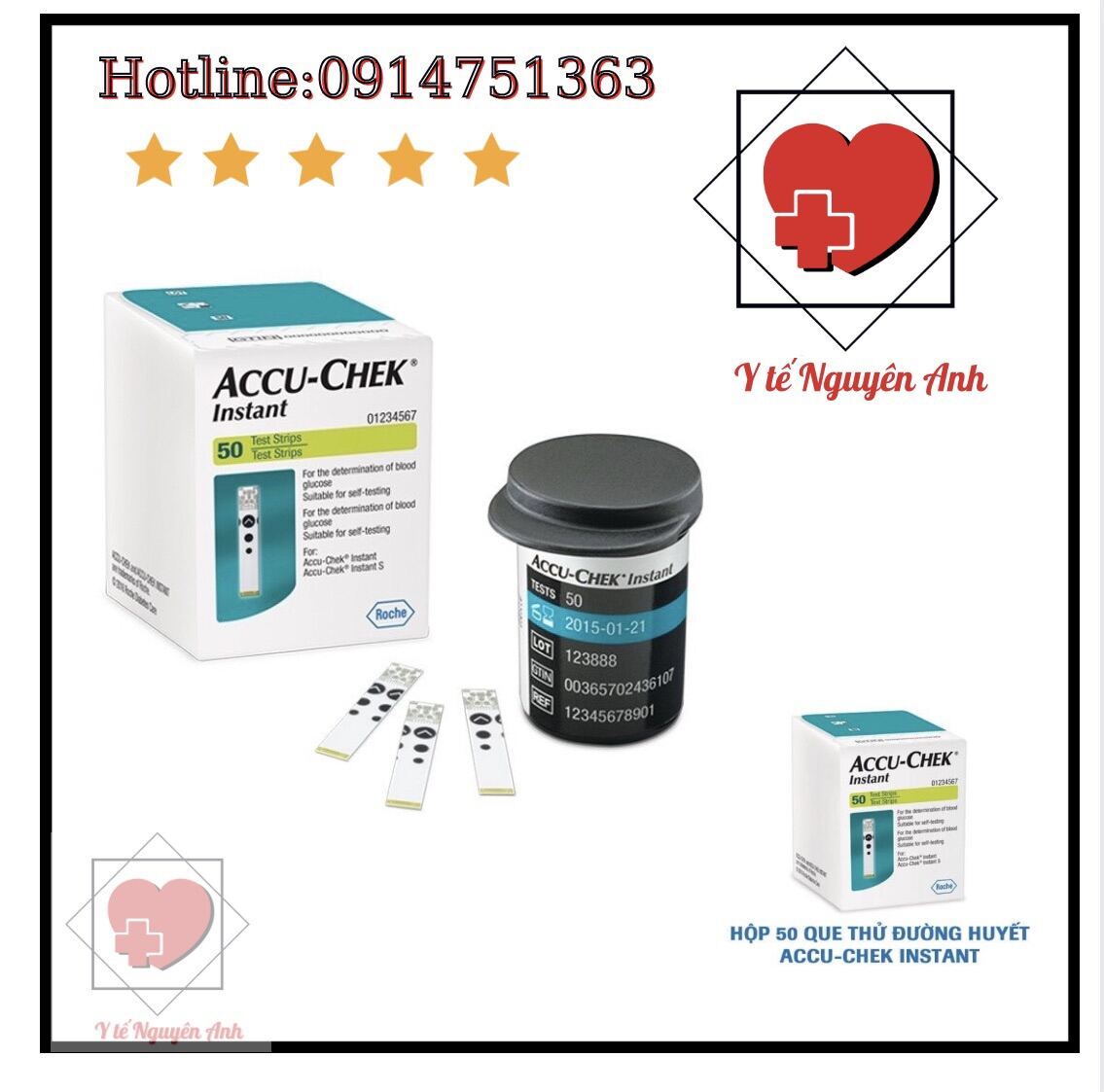 [Hàng Chính Hãng] Que Thử Đường Huyết Accu Chek Instant Hộp 50 Que