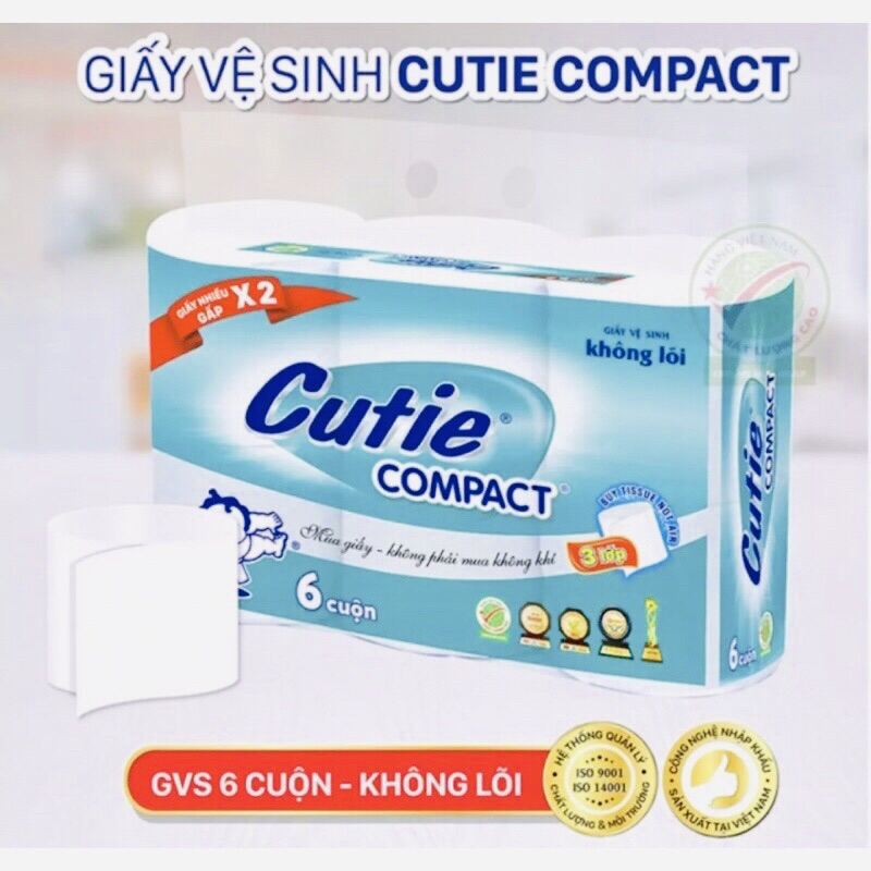 Giấy vệ sinh Cutie Compact không lõi cao cấp( 6 cuộn, 3 lớp) thumbnail