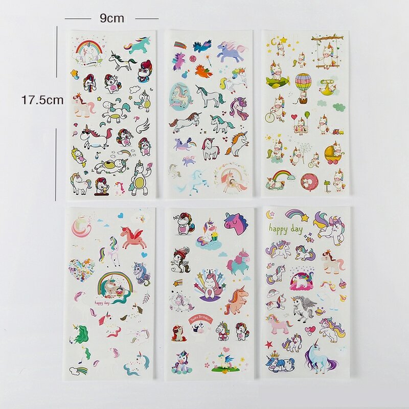 1 set (gồm 6 miếng) stickers hình Unicorn siêu yêu