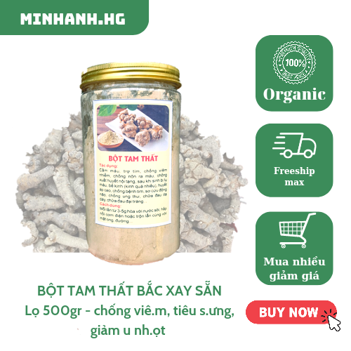 Bột tam thất bắc - HỘP 500GR - Xay củ, không độn