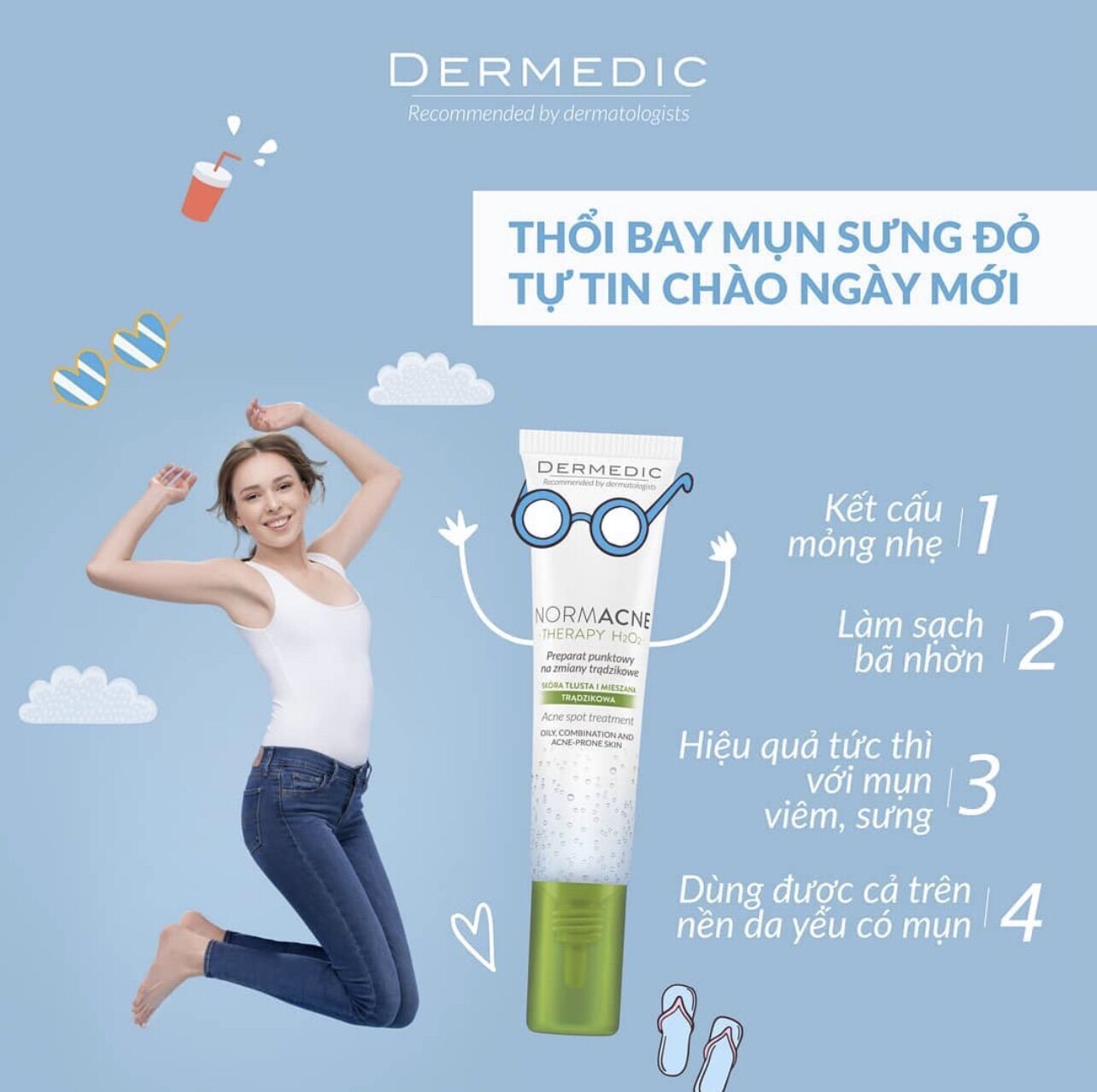 [FREESHIP]Kem chấm mụn Dermedic Normacne Therapy H2O2 ELIA