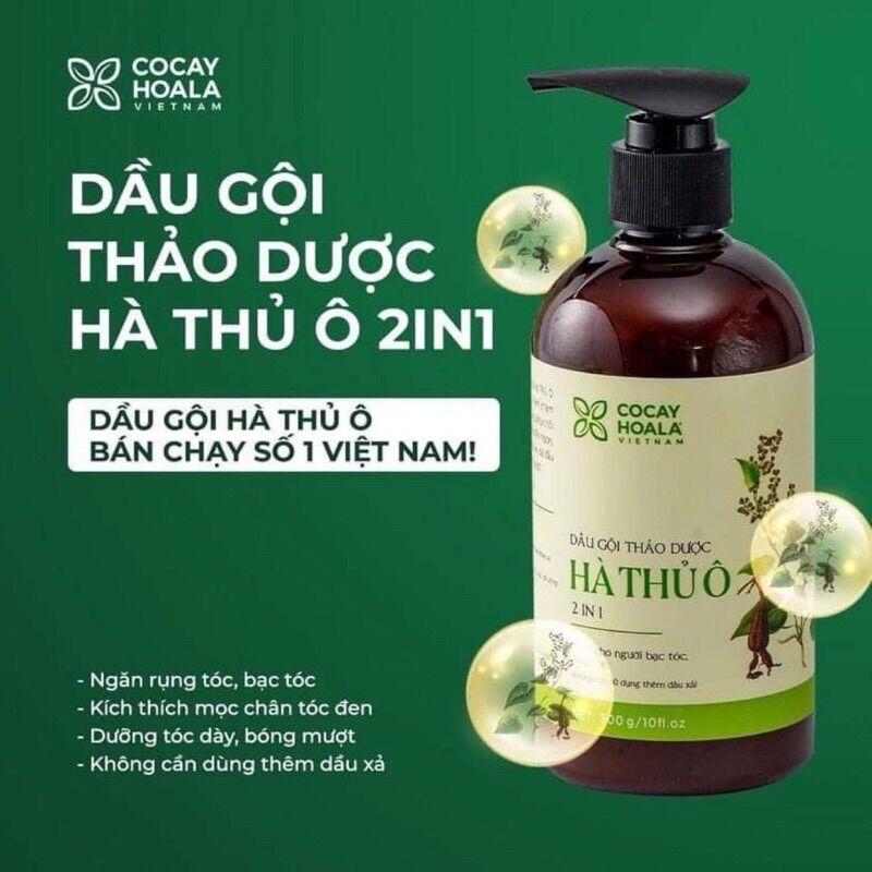 Dầu gội thảo dược Hà thủ ô Cân Bằng Sắc Tố Melanin Cocayhoala