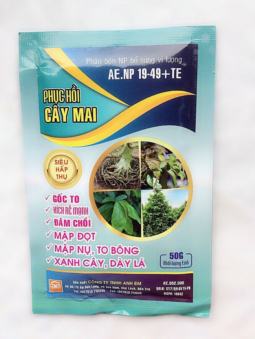 50 Gram Phân bón Phục Hồi Cây Mai Trước và Sau Tết Giúp Ra Rễ Mới, Ra Đọt Mạnh, Mập Nu, To Bông, To Gốc, Xanh Cây, Dày Lá Tốt Xum Xuê