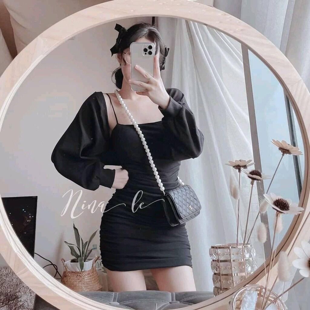 Đầm dây bún mảnh nhún body pc