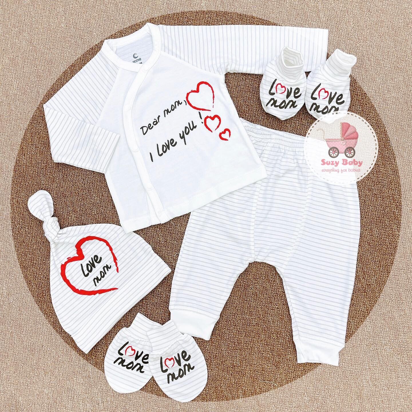 Set bộ moon hoạ tiết i love mama papa
