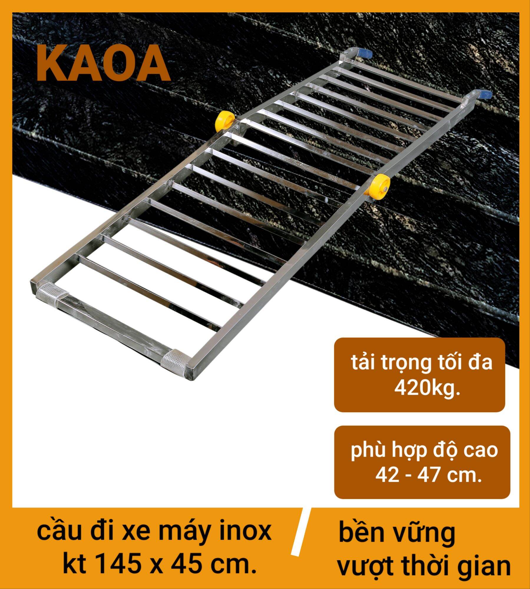 Thang dắt xe máy inox . kt 145 x 45cm