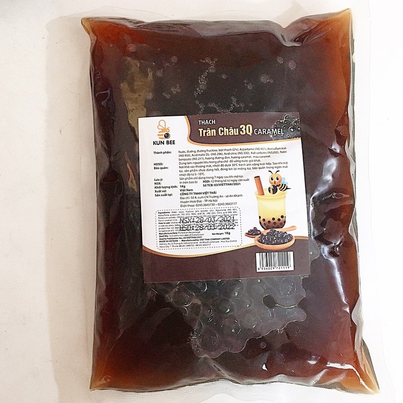 Thạch trân châu 3q kun bee 1kg đen