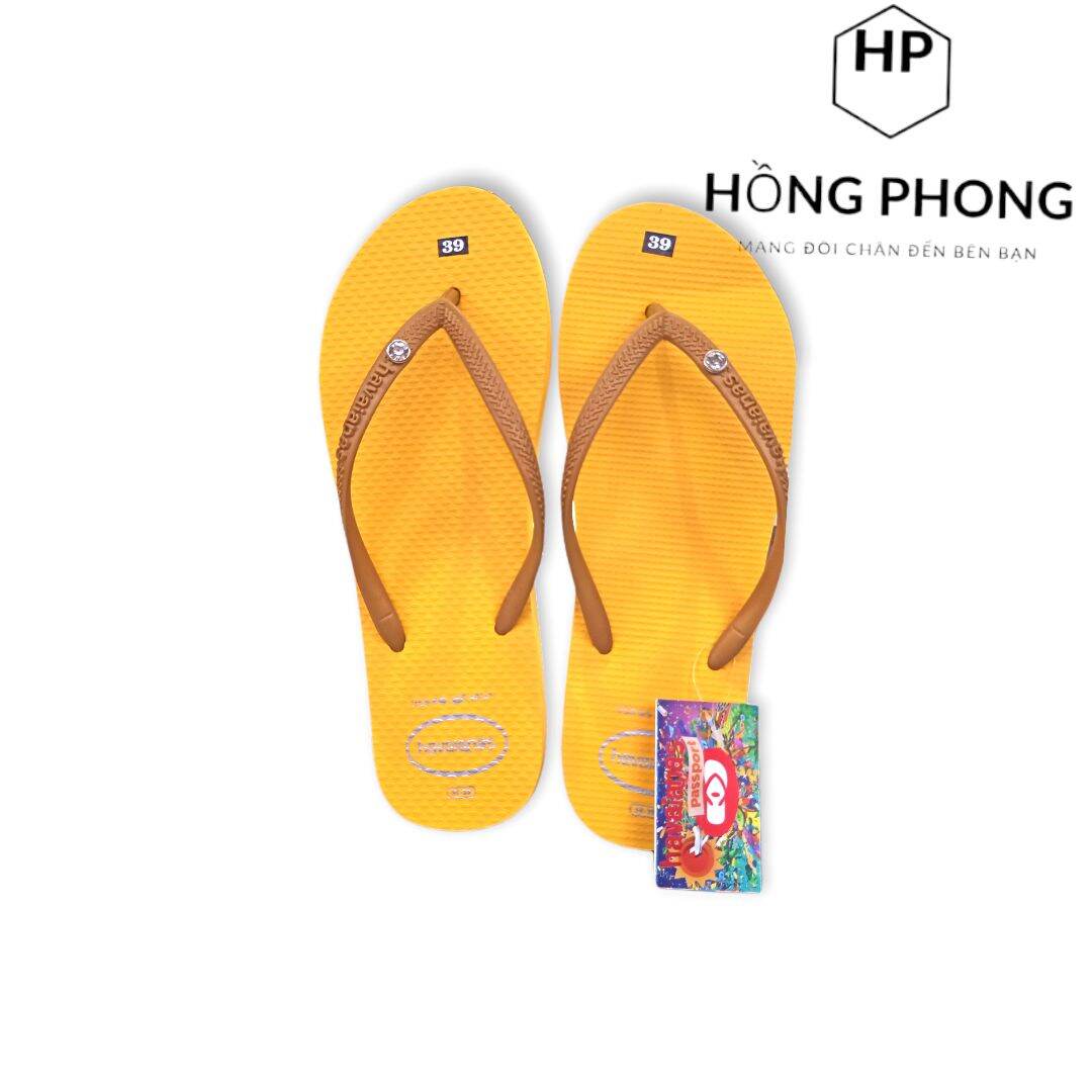 havaianas kẹp xỏ ngón êm chân nhẹ quai đính đá đế xốp cao su vàng