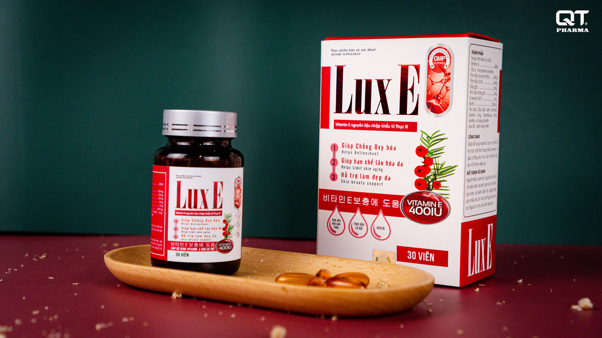 Lux E, vitamin E , đẹp da, chống lão hoá lọ 30viên