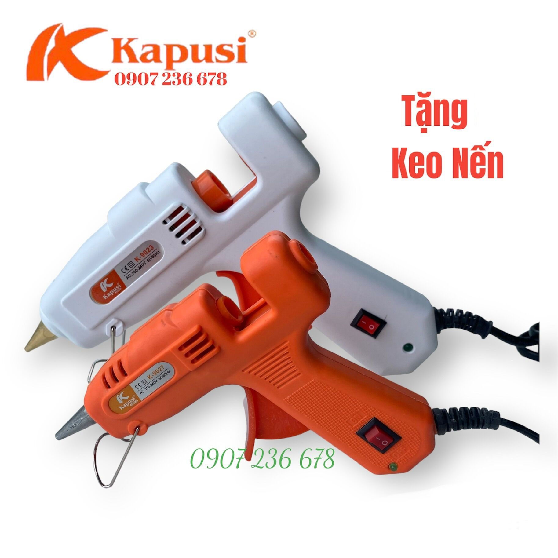 Dụng cụ bắn keo nến silicon cầm tay Kapusi, máy bắn keo nến 20W, 60W