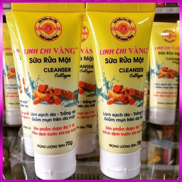 Sữa rửa mặt sạch mụn trắng da linh chi vàng