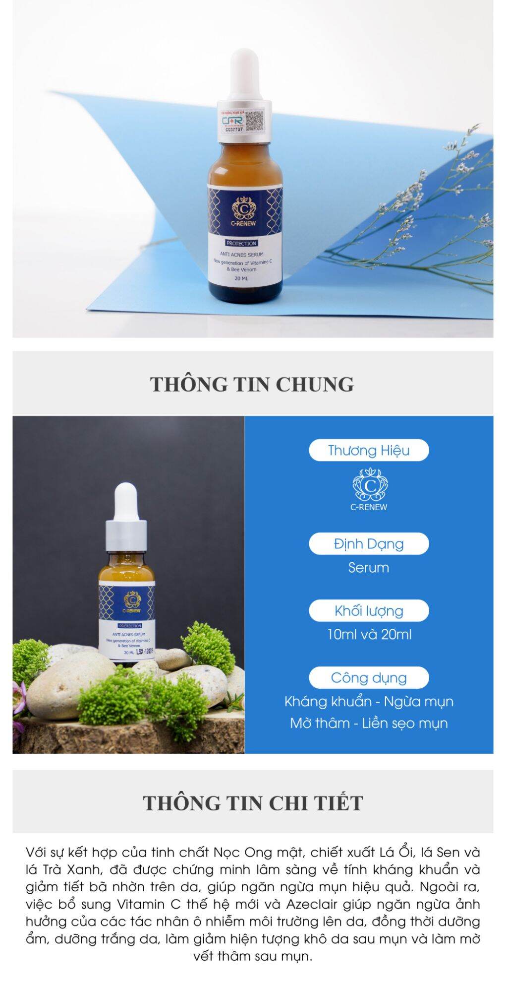 Serum ngừa mụn - mờ thâm - liền sẹo c-renew - 10ml