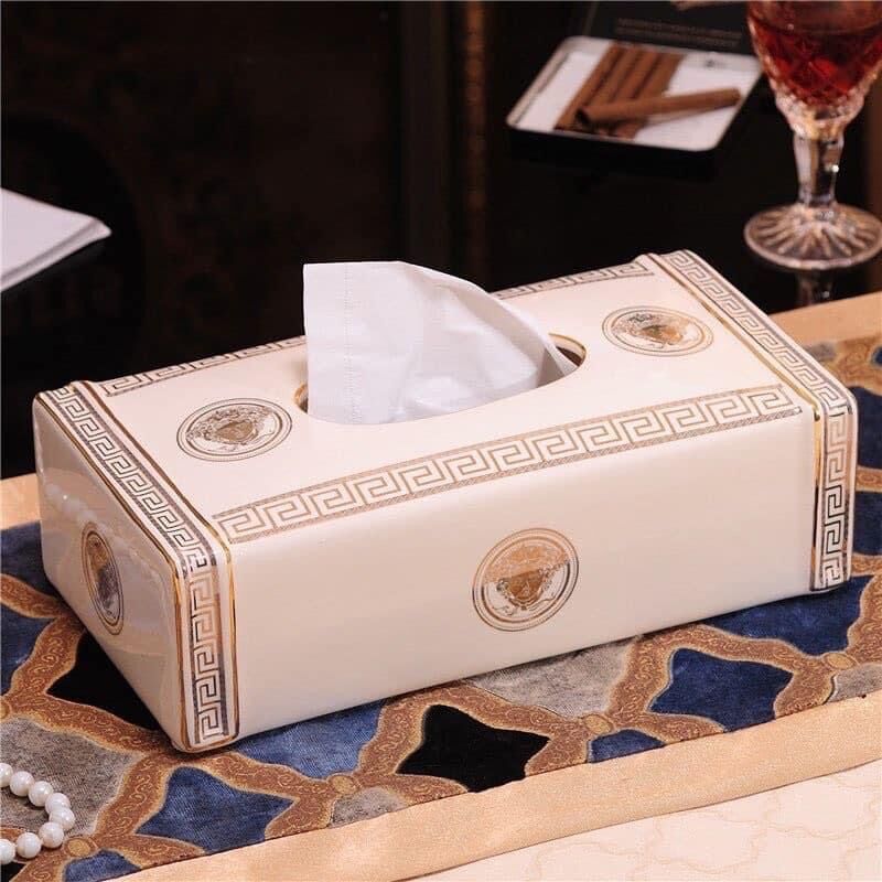 Hộp đựng khăn giấy phong cách châu âu ,bằng sứ cao cấp v.esare 🌟🌟🌟
