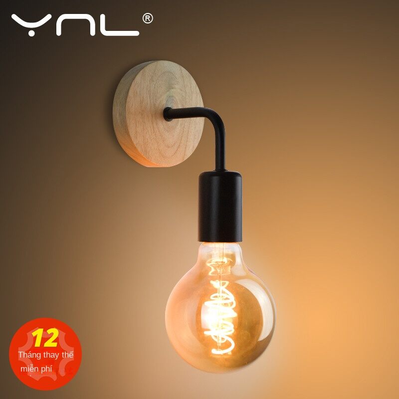 Đèn Tường Gỗ Vintage Sconce Dán Tường Đèn E27 110V 220V Đầu Giường Retro Đèn Công Nghiệp Trang Trí Phòng Ăn phòng Ngủ Ánh Sáng