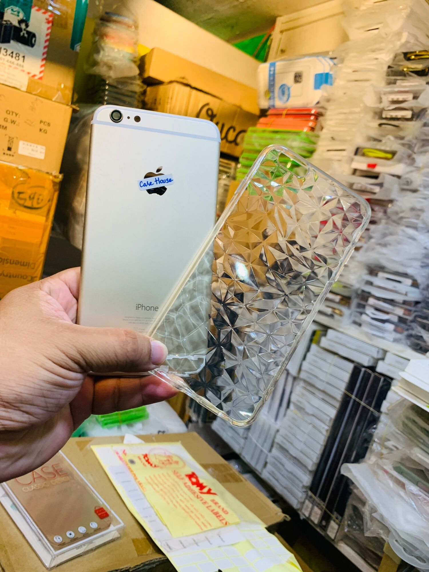 Ốp lưng iphone 6Plus silicon trong vân đá ,vân tam giác kiểu diamond