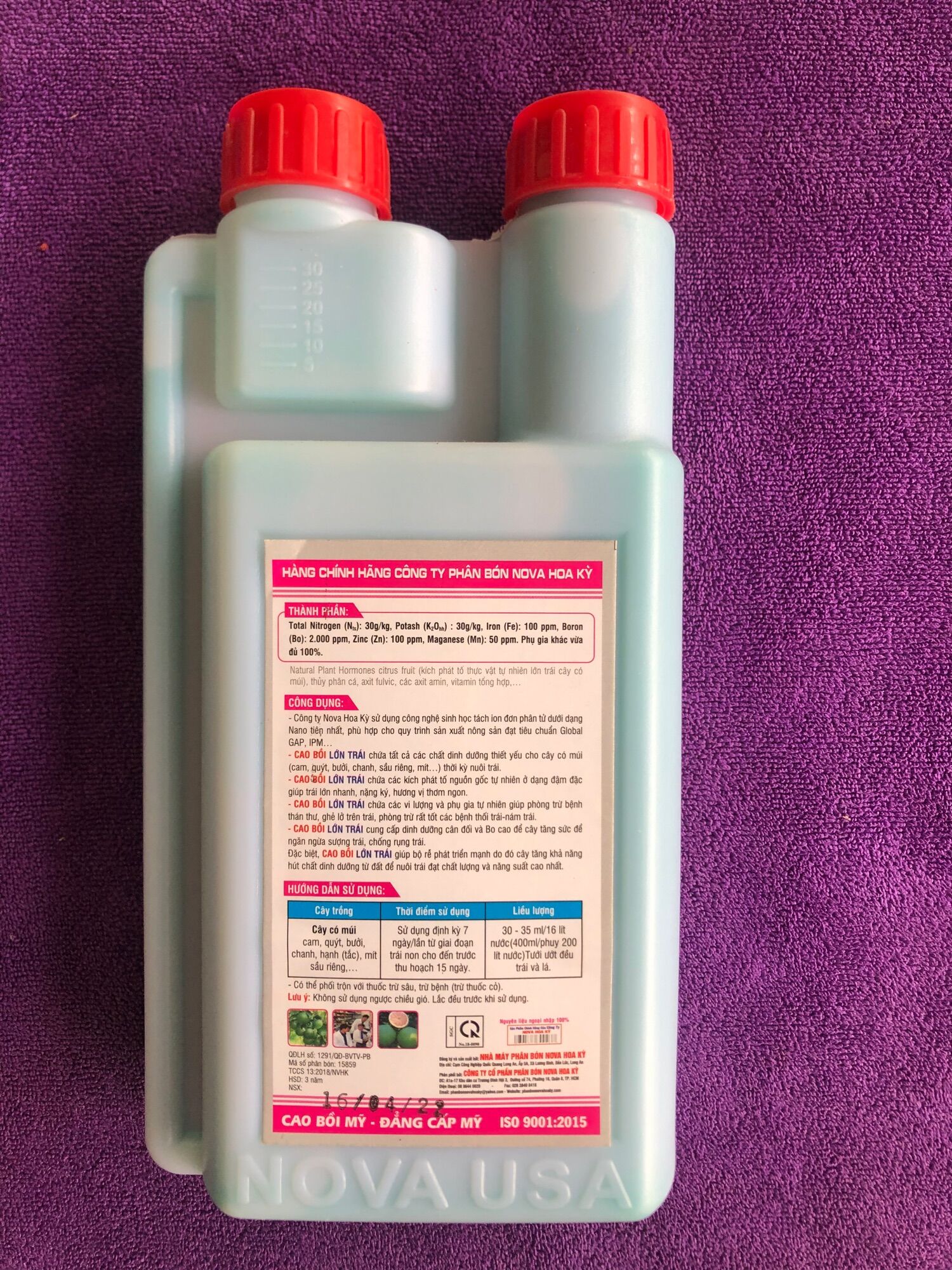 Phân bón lá Lớn Trái | Cty Nova Hoa kỳ 🇺🇸chai 500ml
