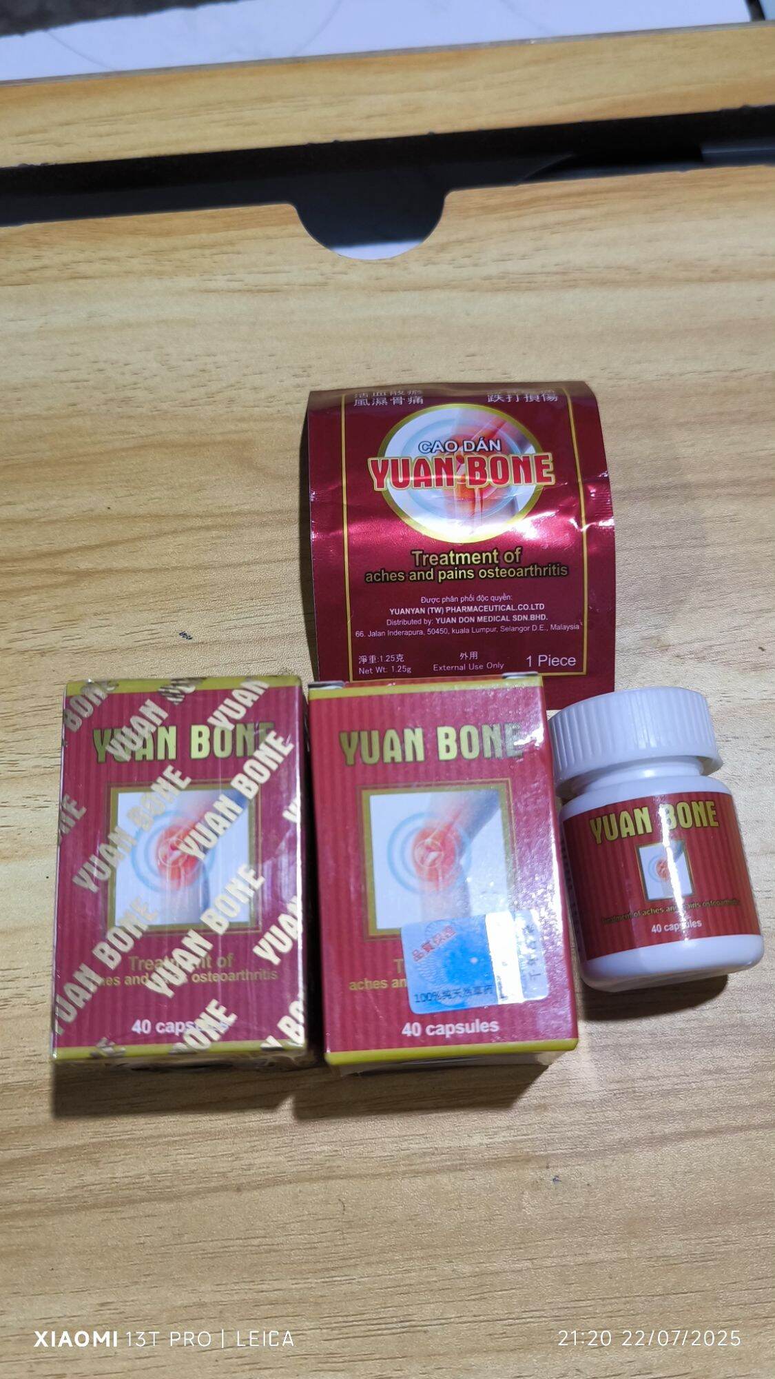 [XỊN] COMBO 3 HỘP YUAN BONE XỊN CÓ KÈM CAO DÁN.Hộp 40 viên.Hàng Malaysia.Giúp bổ xương khớp.