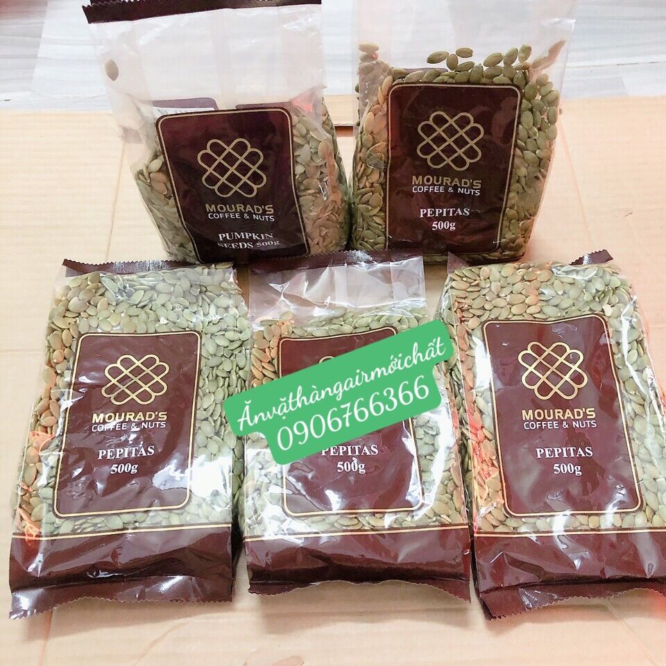 Hạt bí tách vỏ pumskin seed mourad's coffee & nut của úc gói 500 gram