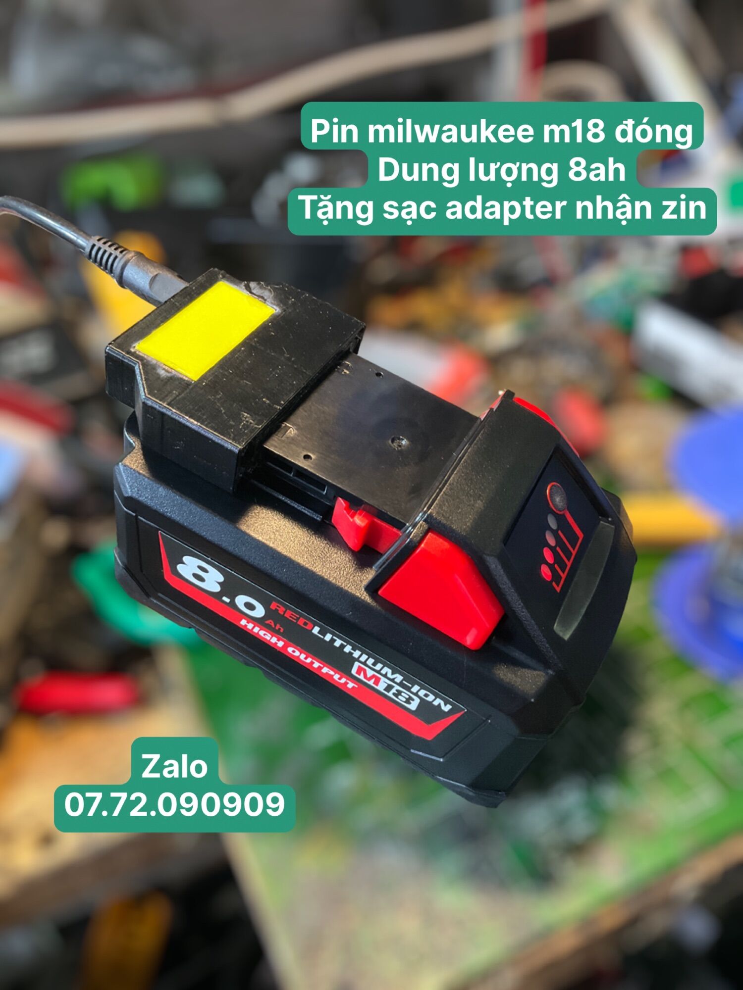 Nsv pin milwaukee m18 đóng 8ah tặng sạc adapter nhận zin