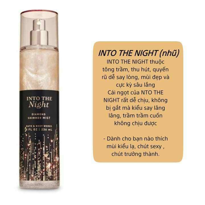 Xịt body bath Into the night nhũ