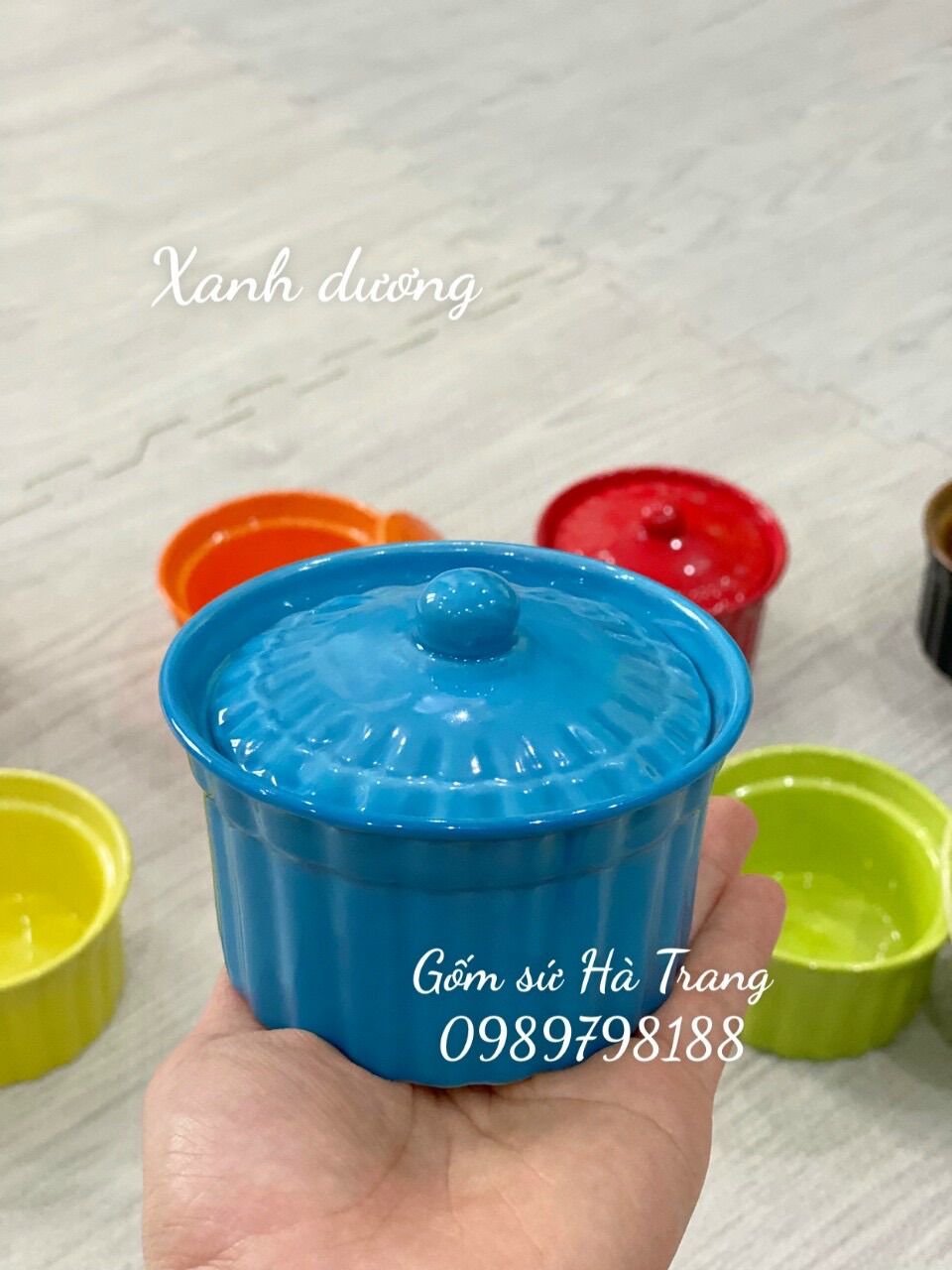 Hũ nắp chưng yến làm caramen bánh plan gốm sứ Bát Tràng cao cấp không chì dung tích 220ml