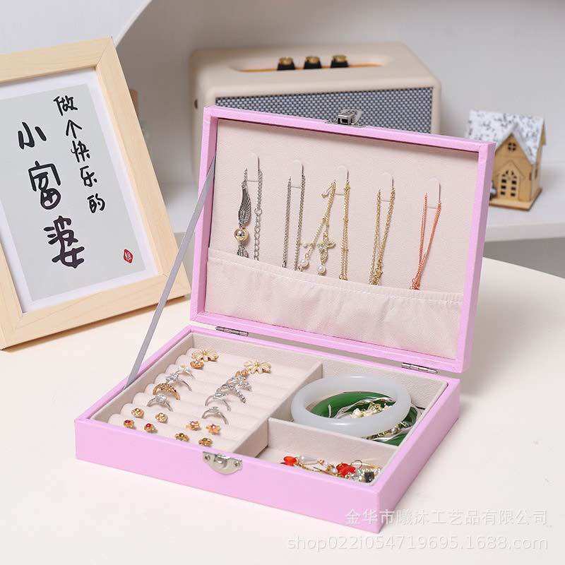 Hộp đựng trang sức bọc da PU 1 tầng - Hộp đựng trang sức cao cấp