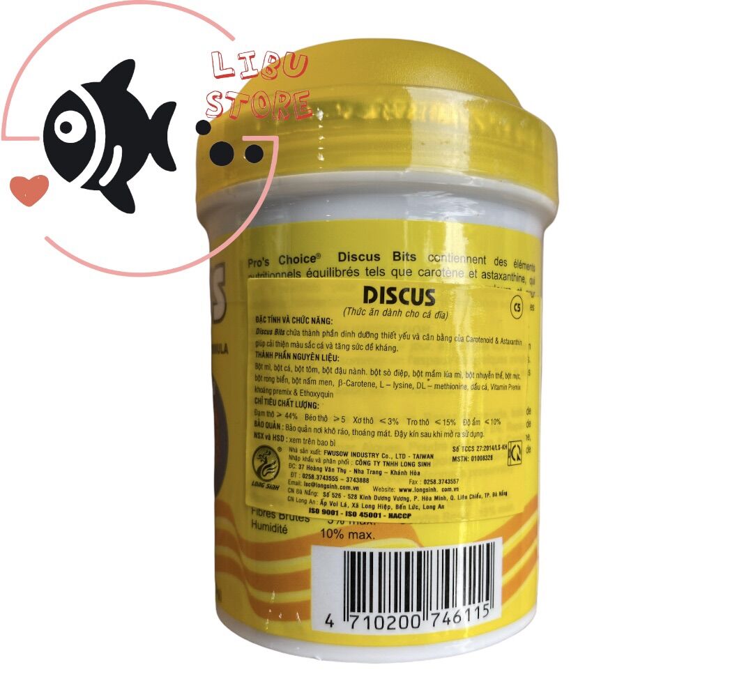 Thức Ăn Cho Cá Dĩa DISCUS - Hủ 60gram