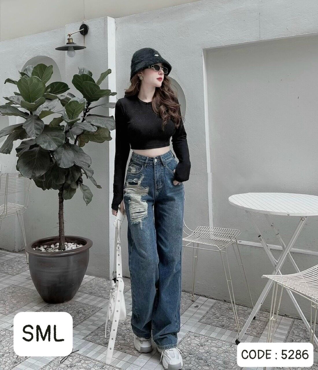 Quần jean ống suông lưng siêu cao tôn dáng