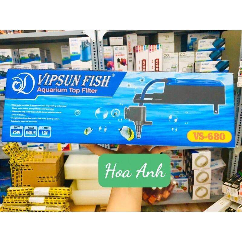 Vipsun Fish VS-680 - RS 680 - Bộ Máng và Máy Bơm Lọc Nước Hồ Cá - Có Bông Lọc