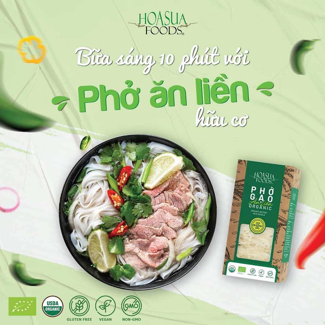 Phở gạo ăn liền hữu cơ Hoa sữa (1 hộp 6 vắt)