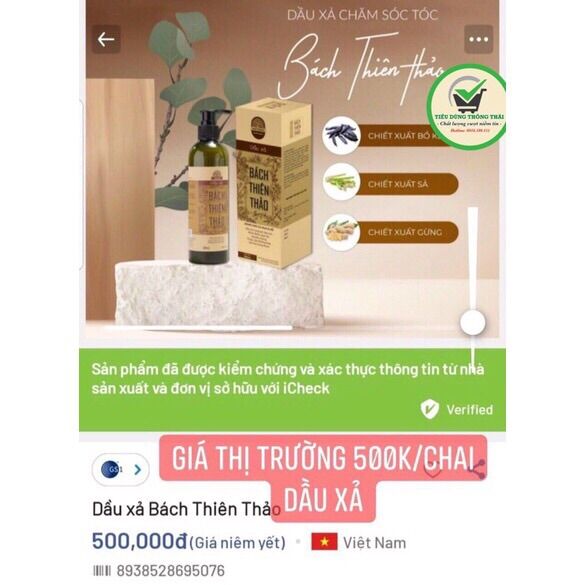 Cặp dầu gội xả thảo dược Bách Thiên Thảo 300 ml