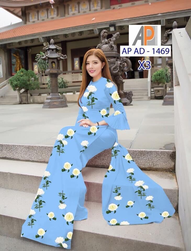 Vải áo dài in hoa hồng trắng