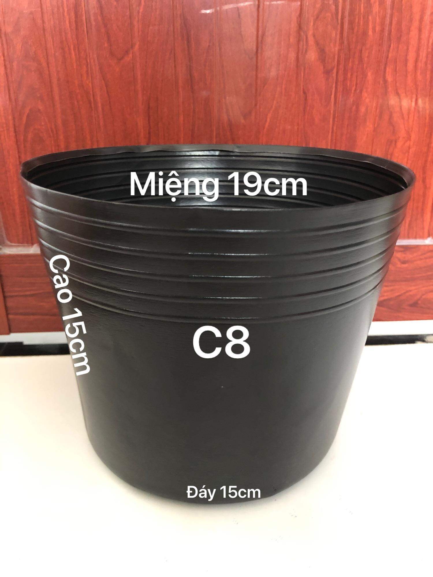 Chậu nhựa trồng hoa 20 cái C8 đen