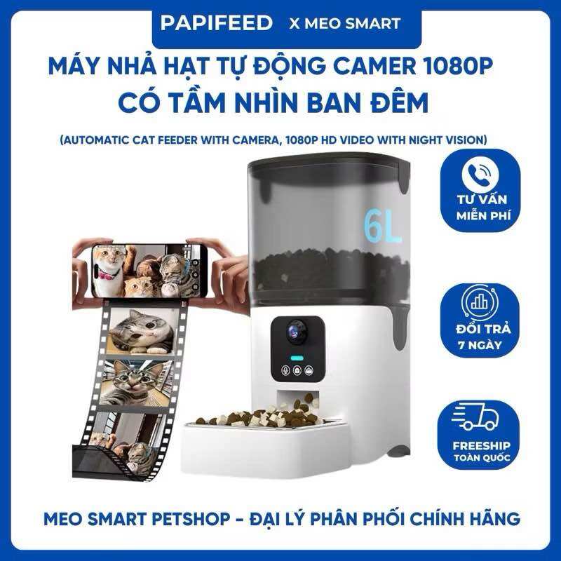 MÁY NHẢ HẠT TỰ ĐỘNG TỪ XA CAMERA 1080Hp CHÍNH HÃNG PAPIFEED 01, máy cho ăn tự động