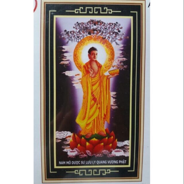 Tranh thêu chữ thập phật dược sư 53353 52x94cm chưa thêu